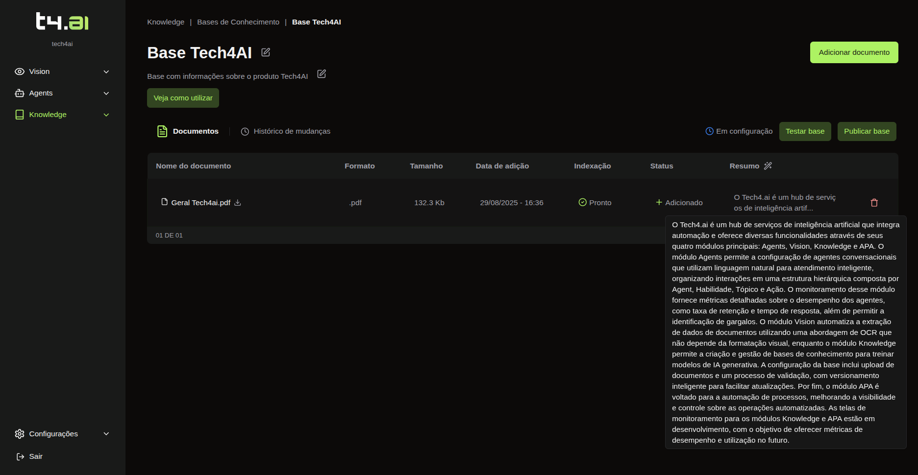 Informações dos Documentos