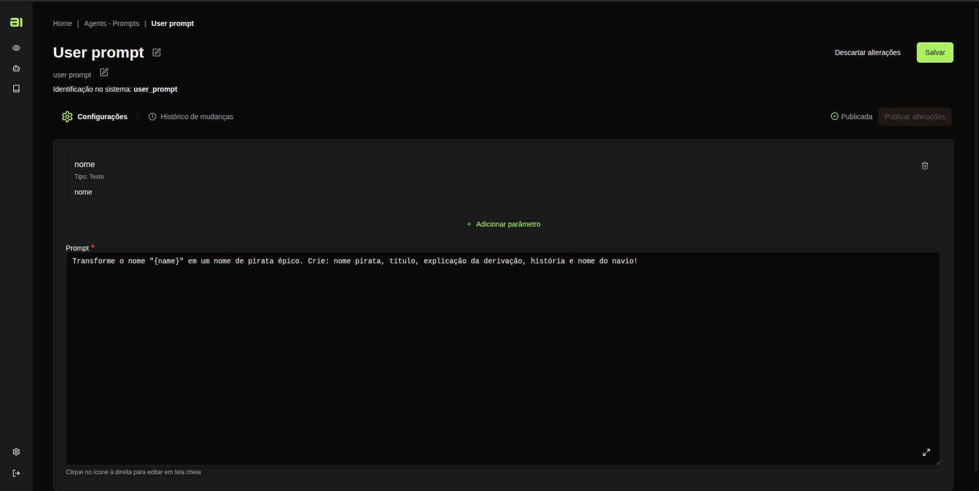 Configuração do Prompt
